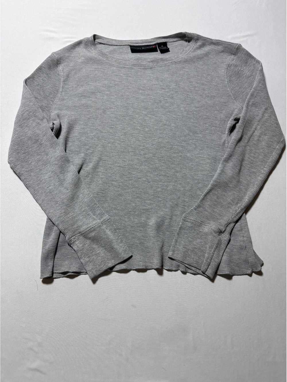 Allison Brittney XL Gray Waffle Knit Long Sleeve Thermal Top